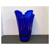 Vintage cobalt blue handkerchief vase, see pictures for details.