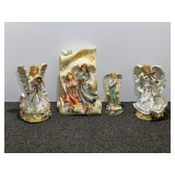 Angel figurines/angel sculpture, four pieces, includes a musical Angel figurine, see pictures for details.