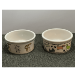 Ceramic dog bowls, set of two, see pictures for details.