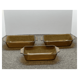 Anchor Hocking glass loaf pans, set of three, see pictures for details.