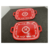 Temp-tations “Doodle Doo” rooster serving trays, with handles, set of two, see pictures for details.