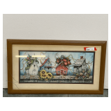 Framed Print Featuring Birdhouses and Floral Design