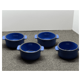 Blue speckled stoneware soup/personal casserole bowls, set of four, see pictures for details.