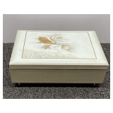 Lacquered, beach themed music playing jewelry box, see pictures for details.