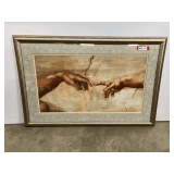Framed and matted “Creation of Adam” print, see pictures for details.
