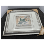 Ornately framed floral themed print, see pictures for details.