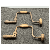 Two Brace Hand Drills with Wood Handles