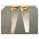 Set of Two Hand Saws with Wooden Handles