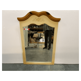 Painted Wood Framed Wall Mirror with Floral Design