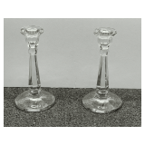 Clear candlestick holders, set of two, see pictures for details.