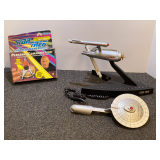 Star Trek Enterprise phone, a small piece needs reattaching, comes with a Star Trek personal communicator, in original box, see pictures for details.