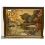 Framed Müller-Kurzwelly Print of Lake with Swans