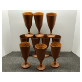 Vintage turned wood goblets, set of 10, see pictures for details.