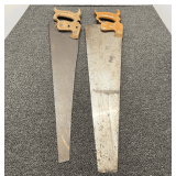 Two Hand Saws with Wooden Handles