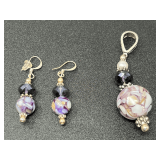Beaded Jewelry Set: Earrings and Pendant