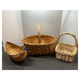 Decorative collector baskets, three pieces, see pictures for details.