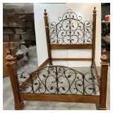 Wooden Bed Frame with Metal Details