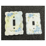 Vintage porcelain receptacle covers with floral motif, see pictures for details.