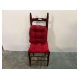 Vintage ladder back chair with rush seat, comes with seat and back cushion, see pictures for details.