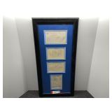 Vintage framed and matted New York telephone company phone bills, see pictures or details.