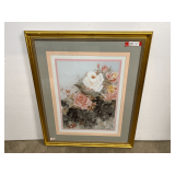 Ornately framed and matted floral art print, see pictures for details.