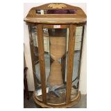 Vintage bowfront curio cabinet, believed to be oak, mirror back is broken, see pictures for details.