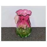 Lovely two toned Tele floral vase with ruffled edge, see pictures or details.
