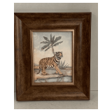 NICELY FRAMED TIGER PRINT SIGNED BY A. CHURCHILL 13 1/2" X 11 1/2"