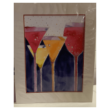 ORIGINAL MATTED WATERCOLOR OF DRINKING GLASSES 20 1/2" WIDE X 26 1/2" TALL (GREAT FOR BAR AREA)