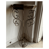 WROUGHT IRON TALL BLACK & BRONZE ORNATE WALL SHELVES 35 1/4" TALL X 9" DEEP X 17" WIDE