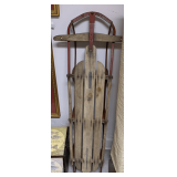 VINTAGE SNO-KING WOOD SLED W/ METAL RUNNER 56" LONG X 22" WIDE