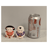 PAIR OF HANDCRAFTED HUISHAN CHINESE CLAY FIGURINES 2 1/2" TALL