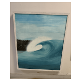 VINTAGE ORIGINAL OIL ON BOARD SIGNED BY ARTIST "THE PERFECT WAVE" 25X31