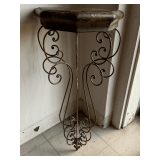 WROUGHT IRON TALL BLACK & BRONZE ORNATE WALL SHELVES 35 1/4" TALL X 9" DEEP X 17" WIDE