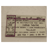 VINTAGE PROOF STUB FEB 7, 2001 CURRAN THEATRE - SAN FRANCISCO