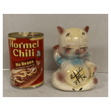 VINTAGE TIC TAC TOE PIG PIGGY BANK 5 1/4" TALL