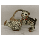 VINTAGE CERAMIC CAT PLANTER 7" LONG X 5 1/4" TALL