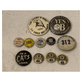 11 VINTAGE BUTTON PINS