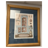 LARGE FOLK ART PRINT "A HEART OF GOLD" BY PAT PEARSON IN NICE PINE FRAME 27 X 23