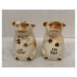 PAIR VINTAGE PIG SHAKERS MADE IN JAPAN 3" TALL