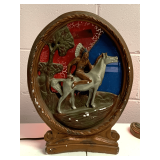 ANTIQUE NATIVE AMERICAN CHALKWARE LAMP 18" WIDE X 18" TALL