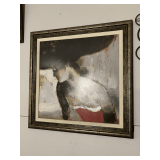 "LADY IN RED" FRAMED PRINT ON BOARD BY ELENA ILKU 30X50