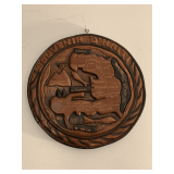 VINTAGE HAITIAN HAND CARVED WOOD WALL ART 12" ROUND