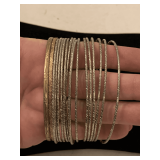15 THICK SILVERTONE BANGLES & 2 GOLD TONE BANGLES