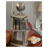SILVER PLASTIC FUEL PUMP SHAPE LIQUOR DISPENSER 19 1/2" TALL X 7 1/2" WIDE X 5 1/2" DEEP