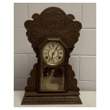 ANTIQUE SESSIONS WOOD PARLOR KITCHEN CLOCK (WOOD IN GREAT CONDITION) 24" TALL X 14" WIDE X 5" DEEP