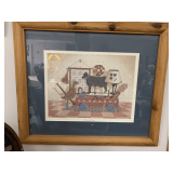 LARGE FOLK ART PRINT "FLOWERS FOR BONNIE" BY PAT PEARSON IN NICE PINE FRAME 27 X 23