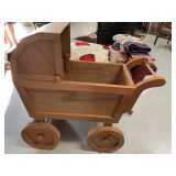 VERY NICE HANDMADE SOLID WOOD BABY STROLLER 34" LONG X 17" WIDE X 35" TALL