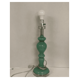 VINTAGE GREEN ART GLASS TABLE LAMP 22" TALL (NO SHADE)