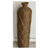 TALL RATTAN & BAMBOO DECORATIVE VASE (BOTTOM OPEN - COULD LIGHT UP) 41" TALL X 11" WIDE